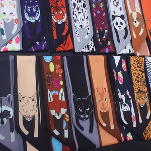 Женский Шелковый атласный шарф для волос, элегантный маленький квадратный шарф с принтом животных