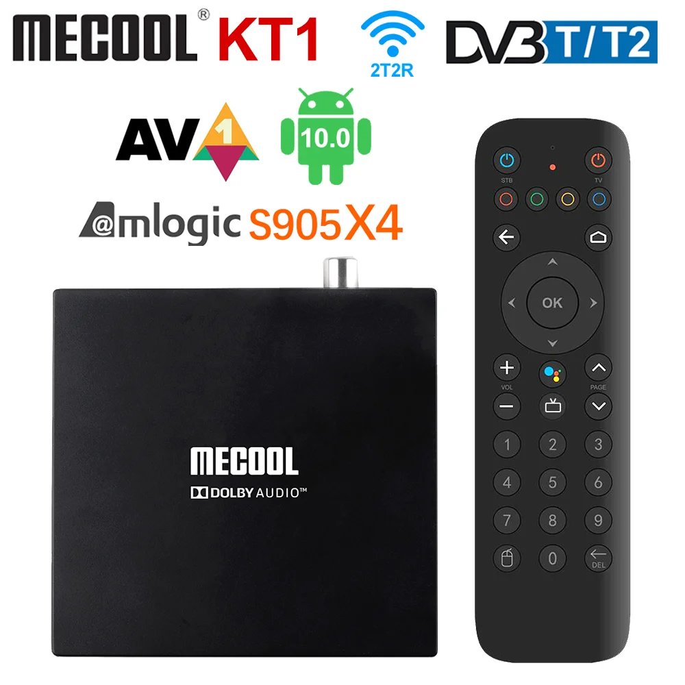 Смарт ТВ-бокс Mecool KT1 Android 10 0 сертификат Google DVB-T DVB-T2 Amlogic S905X4 поддержка AV1 4K 60fps 2T2R