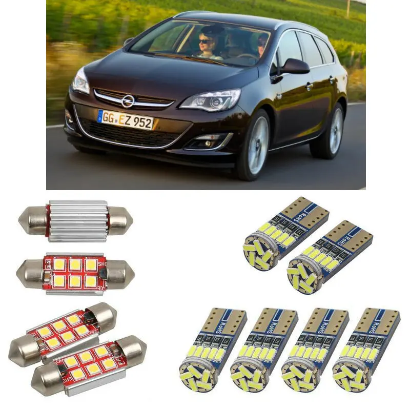 

Внутренний светодиодный автомобильный светильник s для Opel astra j sports tourer p10, лампы для автомобилей, номерной знак, светильник 8 шт.