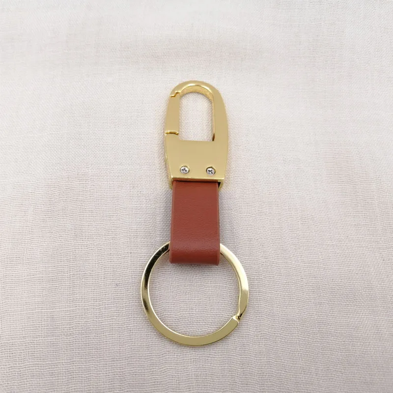 Golden brown leather Классические мужские брелки из натуральной кожи, брелок на талию, сплав, брелок для ключей, высокое качество, открытая Пряжка, автомобильный брелок, подарки для мужчин D35 - Цвет: Golden brown leather