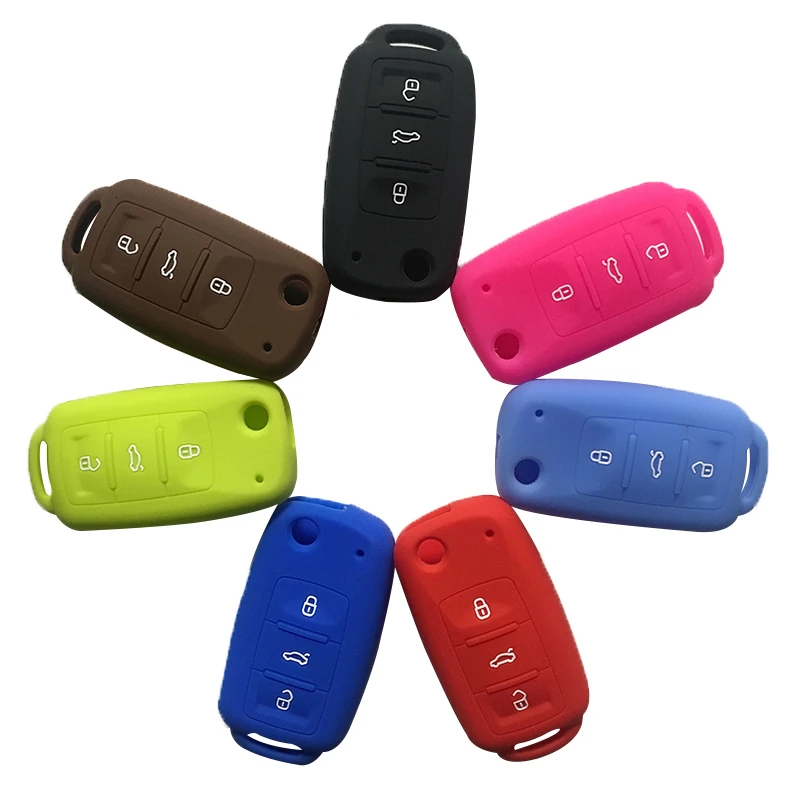 Silicone Car Key Cover Cap For Vw Golf 7 Jetta Passat Beetle Polo Bora Flip Remote Control Alarm Case Keys | Автомобили и