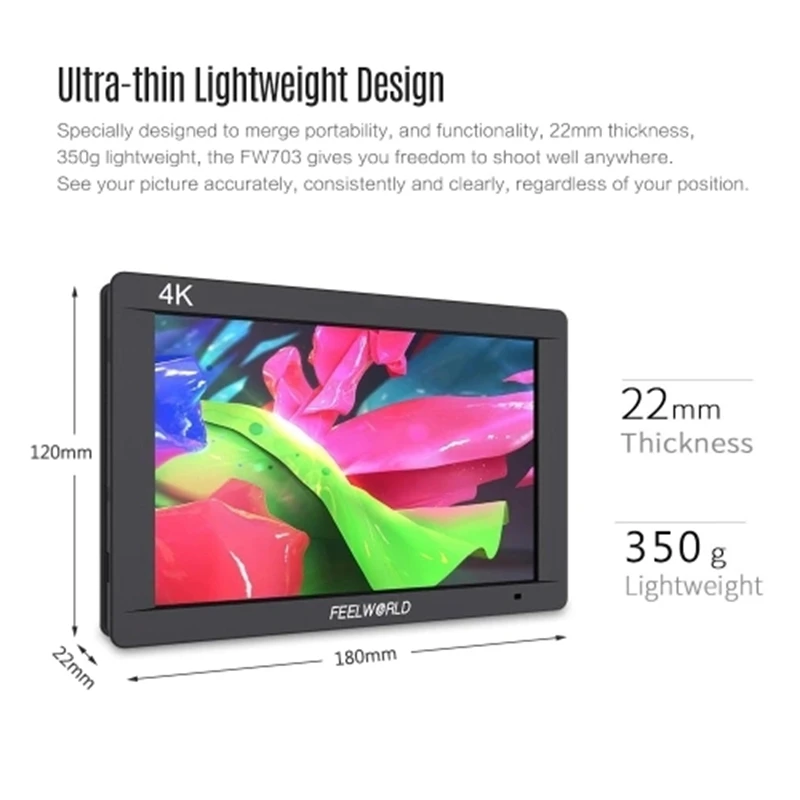 FEELWORLD FW703 7 дюймов 4K на камеру видео монитор IPS Full HD камера полевой 1920x1200 3G-SDI HDMI