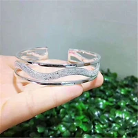 s999 sterling silver charm bracelet hollow out waltz water wave pattern leisure opening braceletjewelry bracelets wholesale