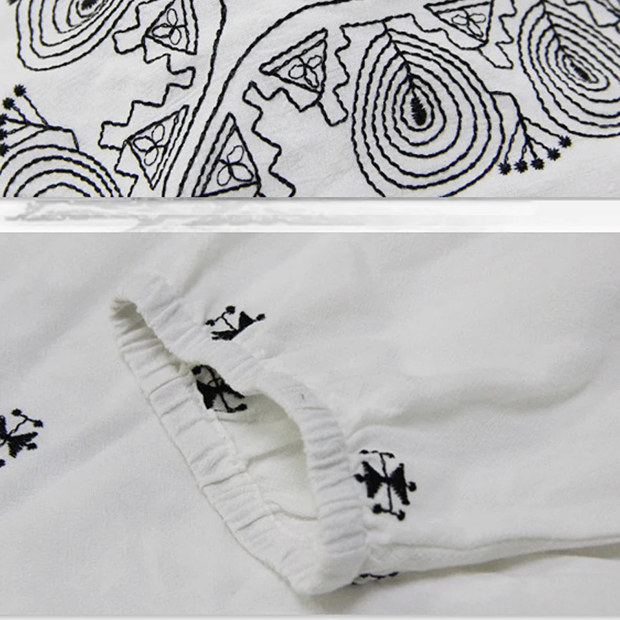 

TEELYNN boho long dresses beige cotton ethnic Embroidery Autumn midi dress V-neck Elastic waist Gypsy women dresses vestidos