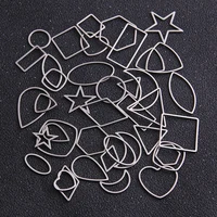 15pcs mix geometric figur charm stainless steel pendant open bezel pressed resin frame mold bezel diy jewelry making