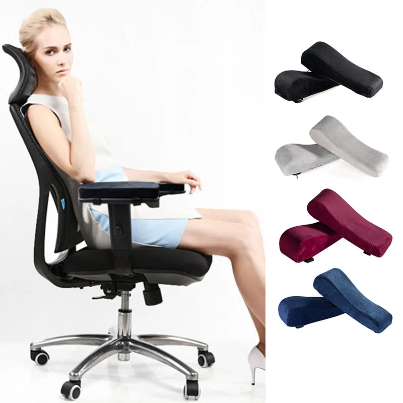 

New Slow Rebound Memory Foam Armrest Cushion Pad Chair Mat Elbow Rest Cover