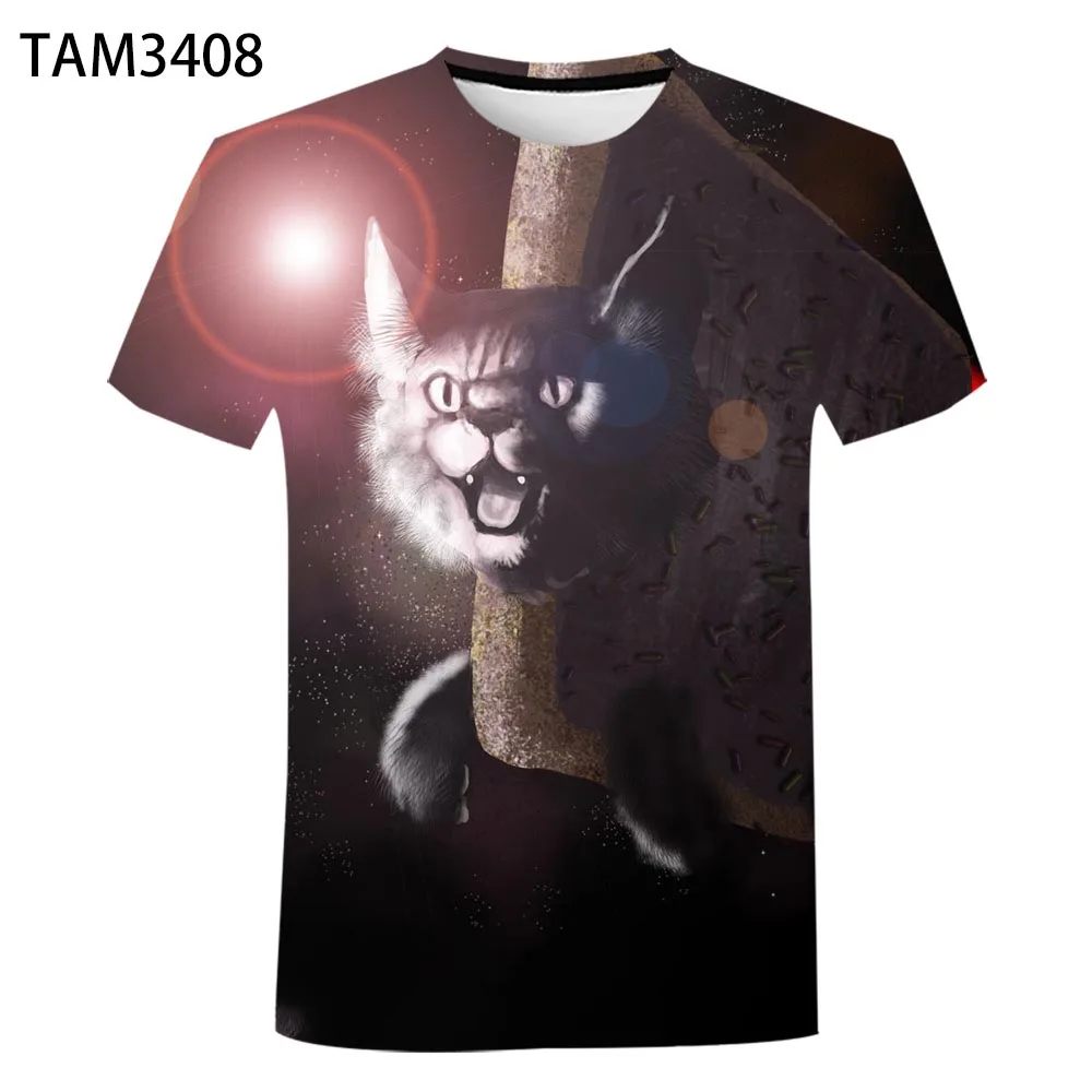 

Summer 3D T-shirt Lovers Young Children Top Print 2021 New Cute Hot Short Sleeve Cat and Animal Men Tees Casual Alien Trip Woven