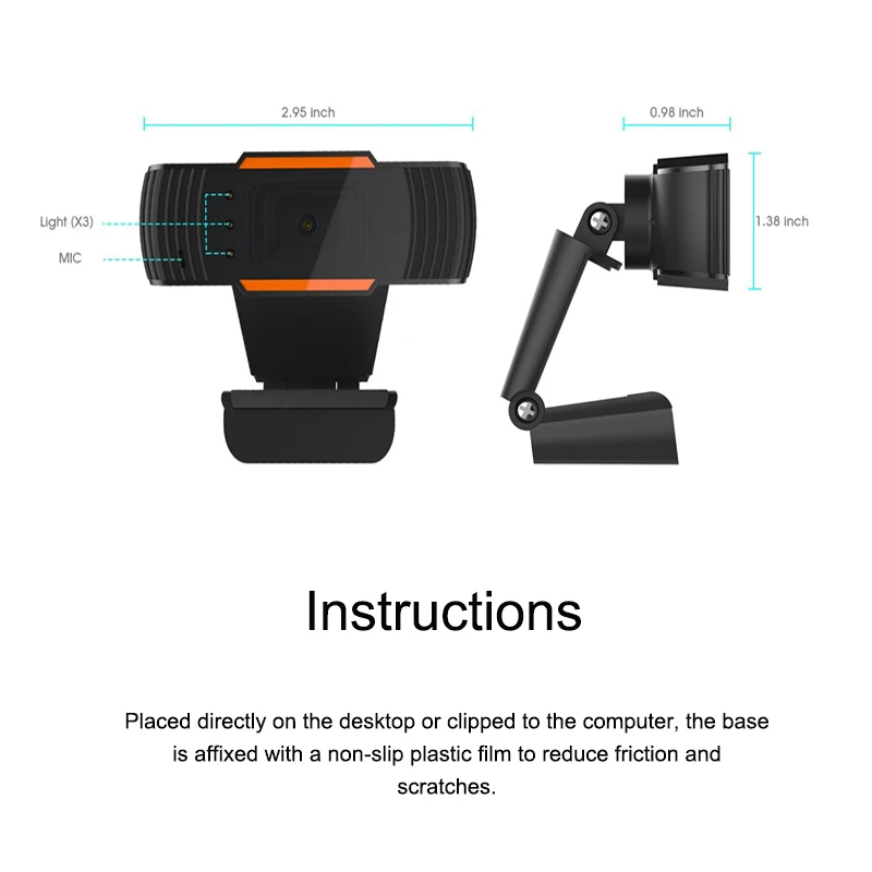 USB веб-камера BKSCY с возможностью поворота на 360 градусов и микрофоном зажимом для