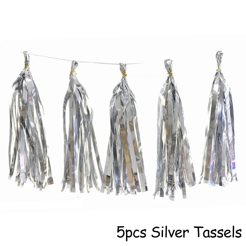 5pcs Tassels Фоторамка с новогодним декором воздушные шары из фольги новогодние Вечерние Декорации шариковые шары с цифрами - Цвет: 5pcs Tassels