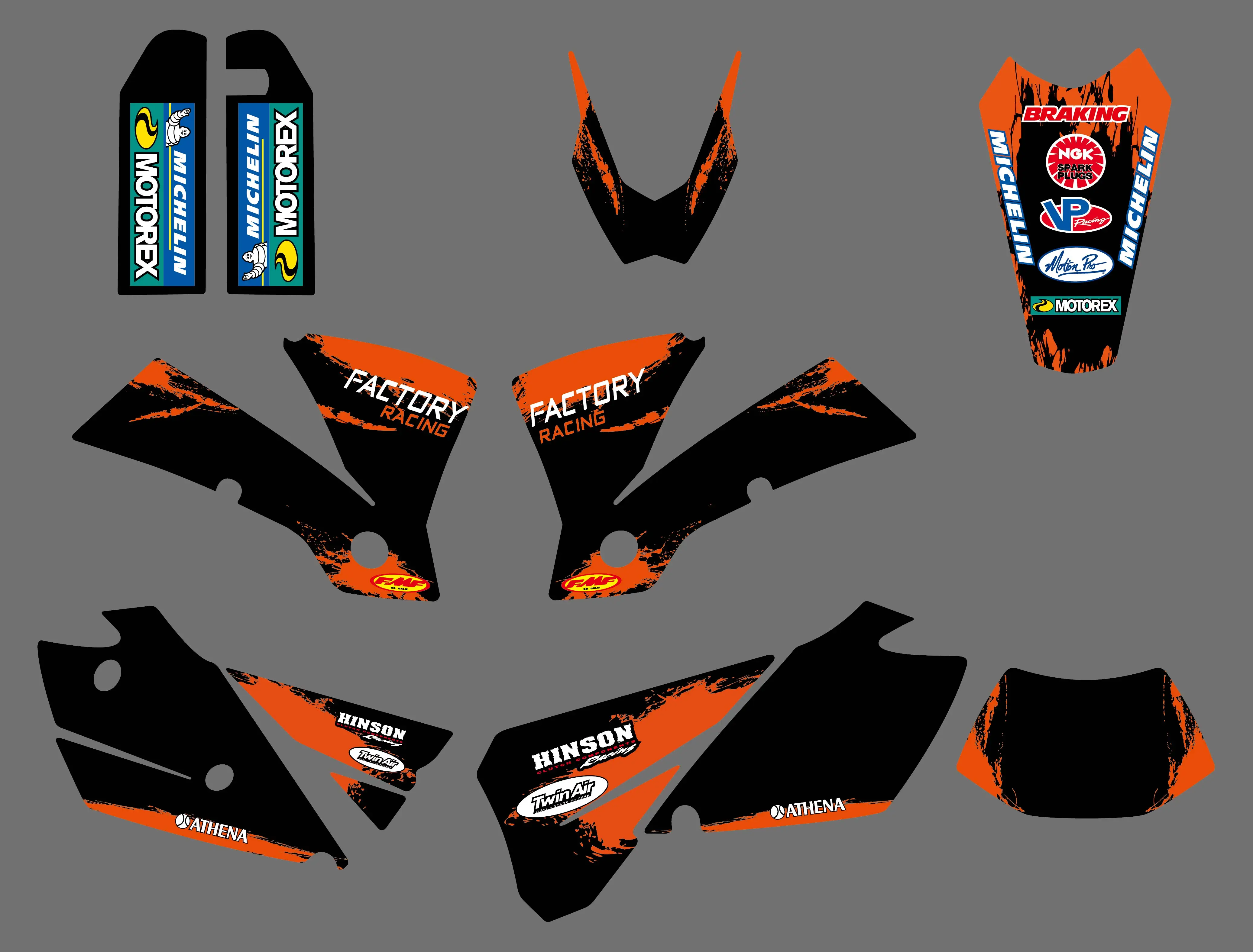 0554 новая команда графики и фоны наклейки для KTM 125 200 250 300 400 450 525 EXC 2004|team graphics|decal