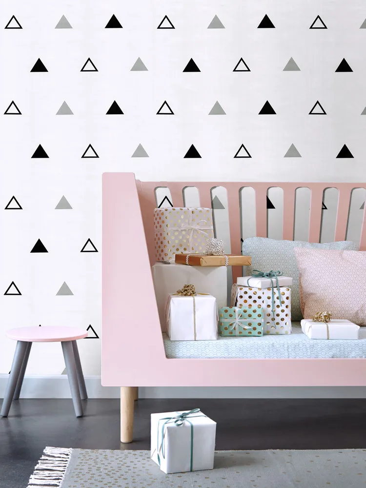 

Triangles Wall Pattern Outline Paper Bedroom Living Room Walls Art Stickers - Apartment Vinyl Decal - Kids Room Home Decorative