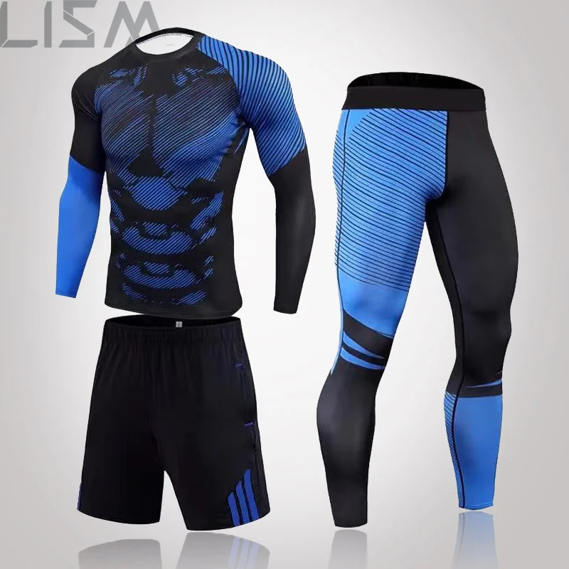 

2021 New Men's Underwear Suit Compression Tight Sports Suit Gym Fitness Underwear Indoor Bottoming Elastic Sportswear Men
