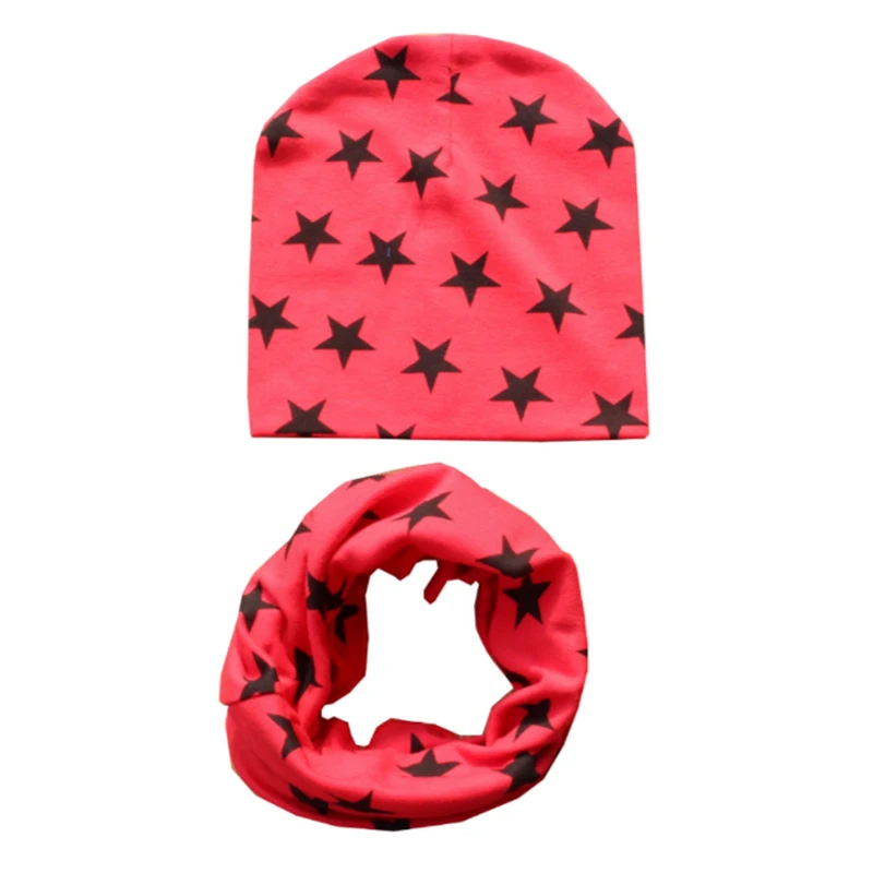 

New Stars Solid Style Crochet Children Hat Scarf Autumn Winter Girls Boys Caps Baby Kids Hat Scarf Set Child Caps Baby Cap Scarf