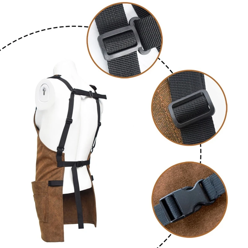 

Adjustable Canvas Aprons Men Women Multi-Pocket Aprons BBQ Cooking Wear Resistant Aprons Kitchen Tools Aprons