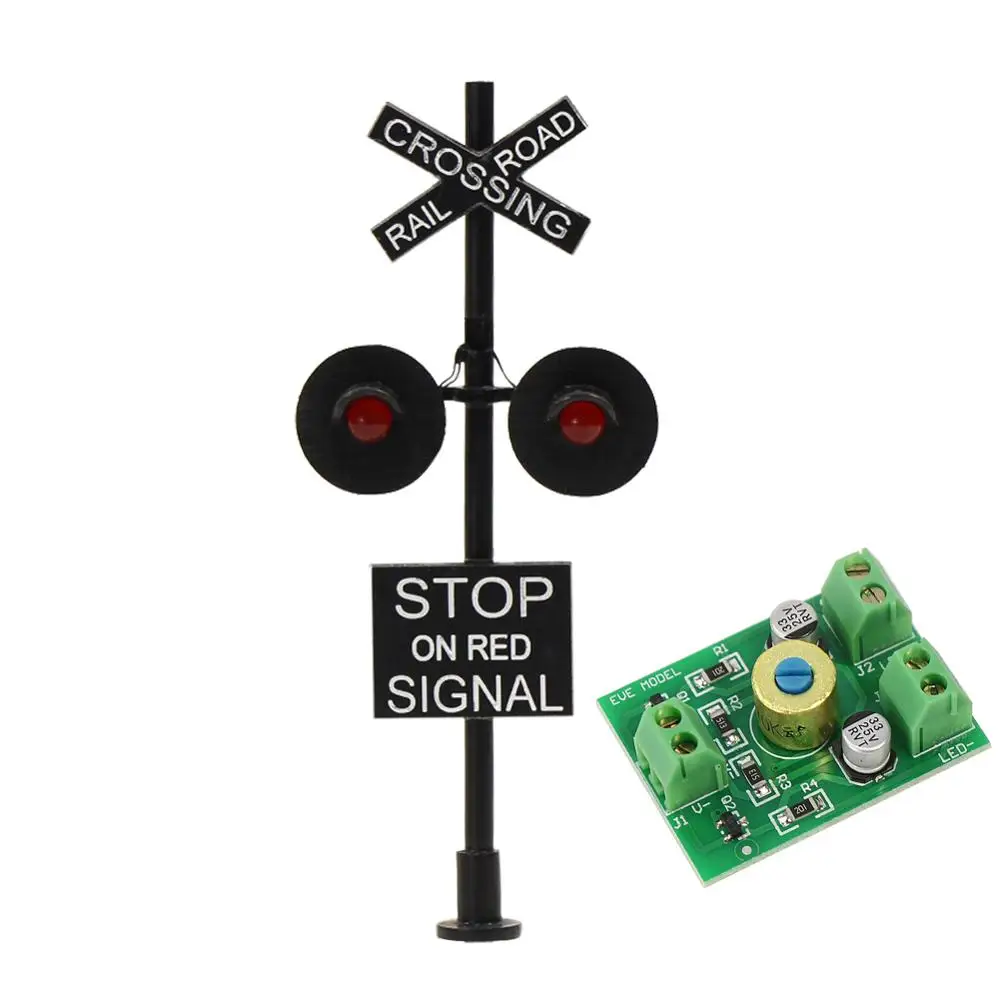 JTD87RP 1 set HO Scale  Railroad Crossing Signals LED Head Model Traffic Singal  and Circuit Board Flasher images - 6