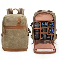 photo backpack outdoor dslr digital camera backpack waterproof wax dyed canvas camera bag
