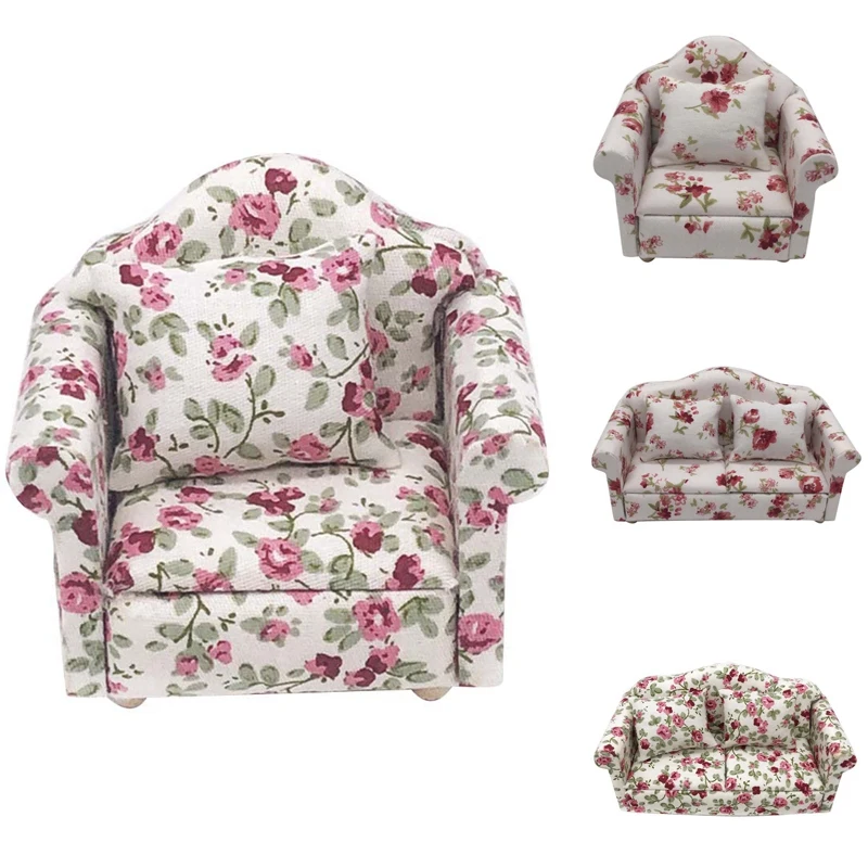 

1:12 Dollhouse Simulation Toy Miniature Sofa Set Living Room Furniture Children's Pretend Play Toy