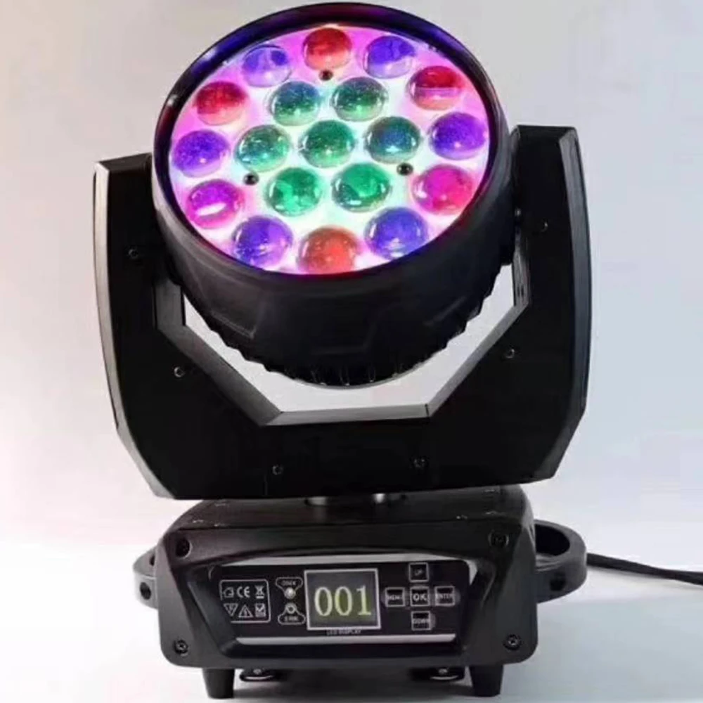 Светодиодный моющийся zoom 19x15w rgbw светильник с движущейся головкой, движущийся светильник с подвижной головкой