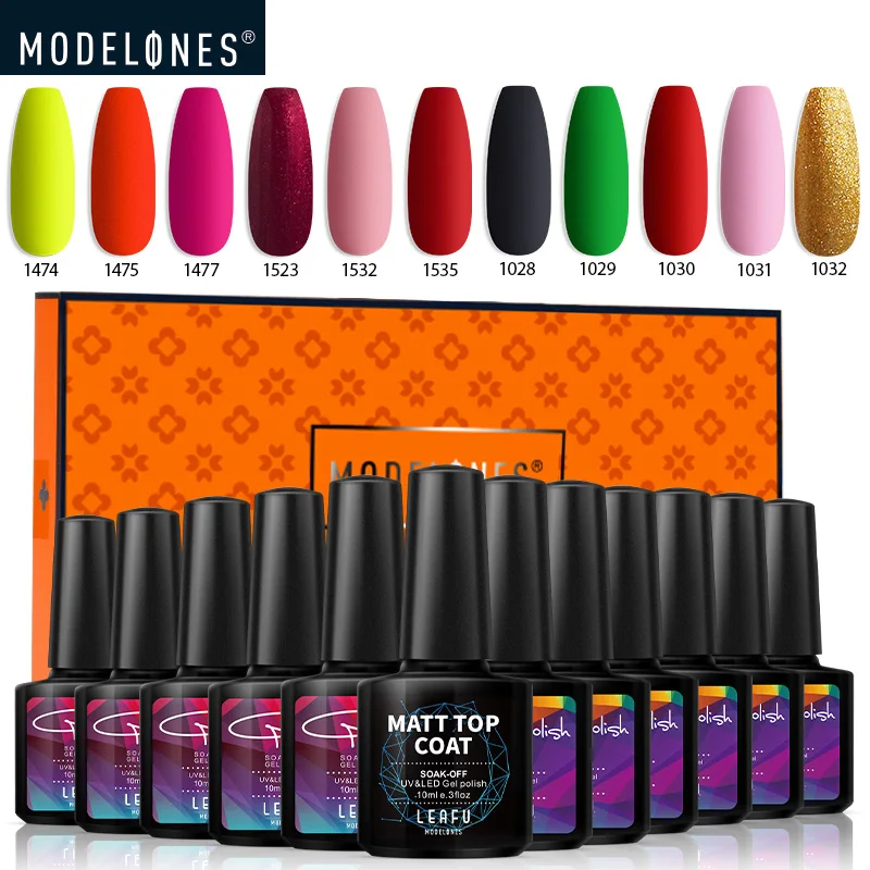 12 PCS SET 06 Modelones 6/12 шт матовый лак для ногтей Гель-лак замачиваемый Блестящий светодиодный Гель-лак наборы для ногтей долговечный Полупостоянный лак - Цвет: 12 PCS SET 06