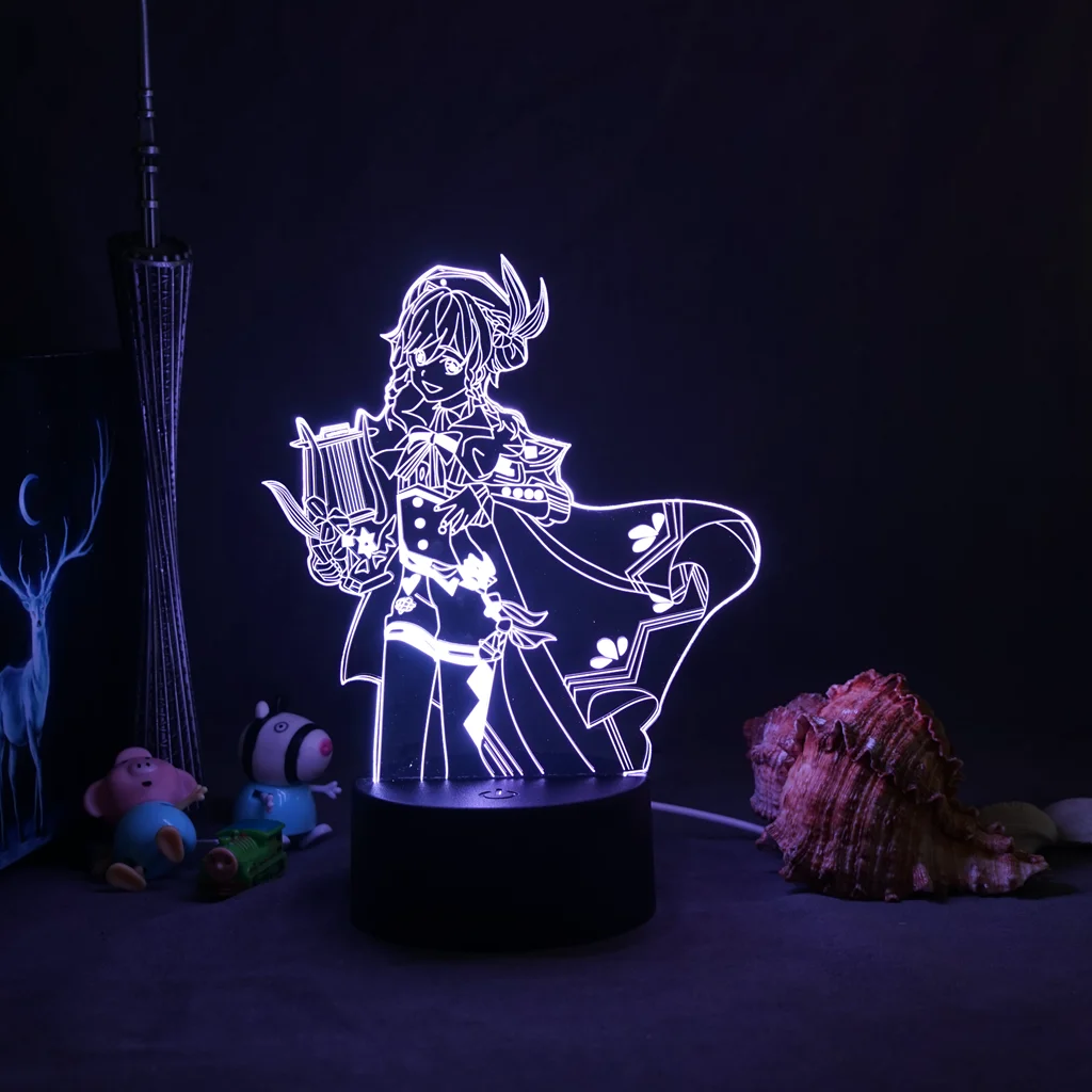 

Genshin Impact Night светильник 3D иллюзия лампы горячий игровой светильник для украшения спальни светодиодный светильник атмосфера прикроватные но...