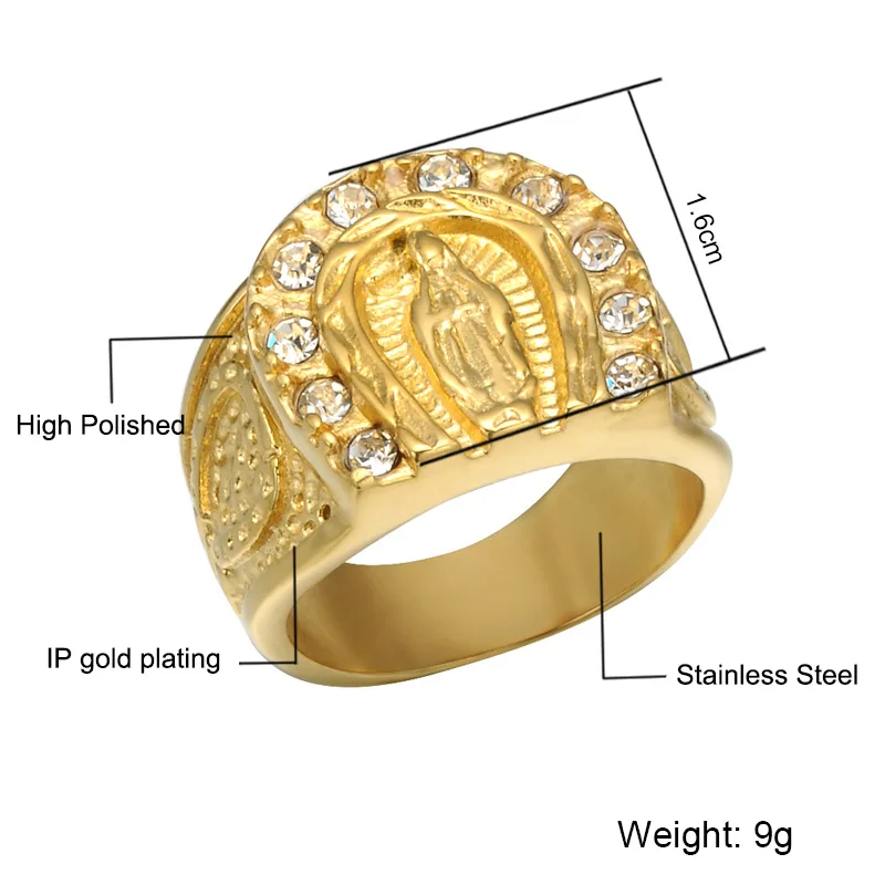 Женское и мужское кольцо с разноцветным цирконием Virgin Mary Titanium ювелирные изделия