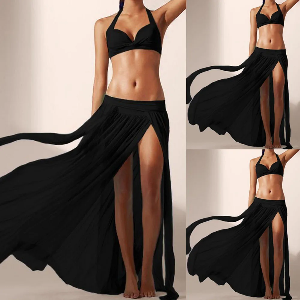 

Women's skirt Women Sexy Boho Chiffon High Split Long Maxi Skirt Beach Skirt Women's Stretch Mesh Beach Women's Skirts