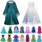 Платье-макси с цветочным принтом для девочек, зимнее платье с изображением героев коронации Королева Анны, праздничная одежда Эльзы, платья принцессы для девочек