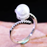 woman earring elegant white pearl ring for women silver color twist glass filled luxury jewelry wedding engagement accessories