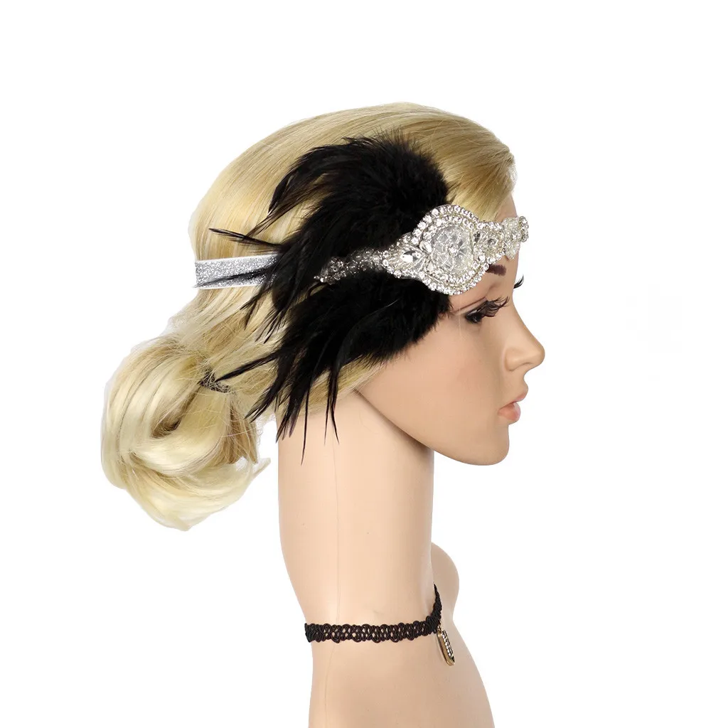 

Hair Accessories Gatsby Flapper Feather Headband Accessories Crystal Beaded Wedding Headpiece Flapper Feather Headband