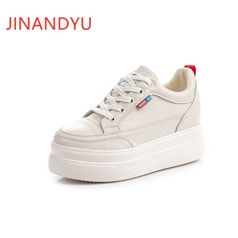 

Beige White Shoes for Girls Chunky Wedge Sneakers New High Quality Women Shoes Platform Sneakers Hidden Heel Woman Sport Shoes