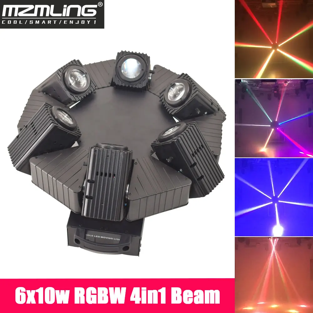 Led 6x10 Вт RGBW 4в1 луч светильник DMX512 4 головки движущийся головной