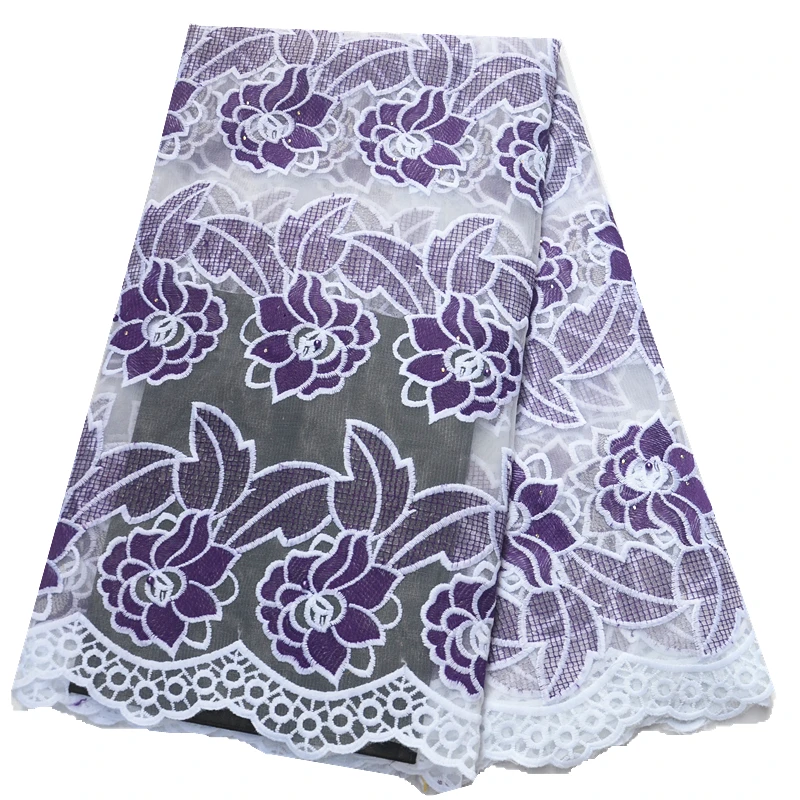 

african lace fabric 2019 with beads tulle Laces Fabric high quality lace for dress 5yards per lot