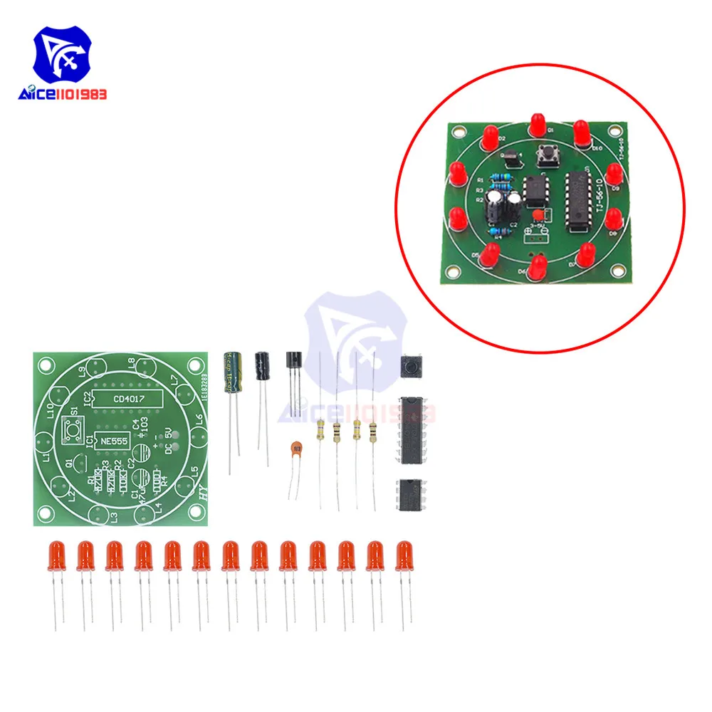 Diymore круглый Лаки поворотные люкс электронный компонент Fortune CD4017 NE555 светодиодный