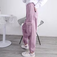 2020 cargo jeans women femme wide leg high jeans waist mom vintage baggy ripped pink jeans women roupa mulher bleached cotton