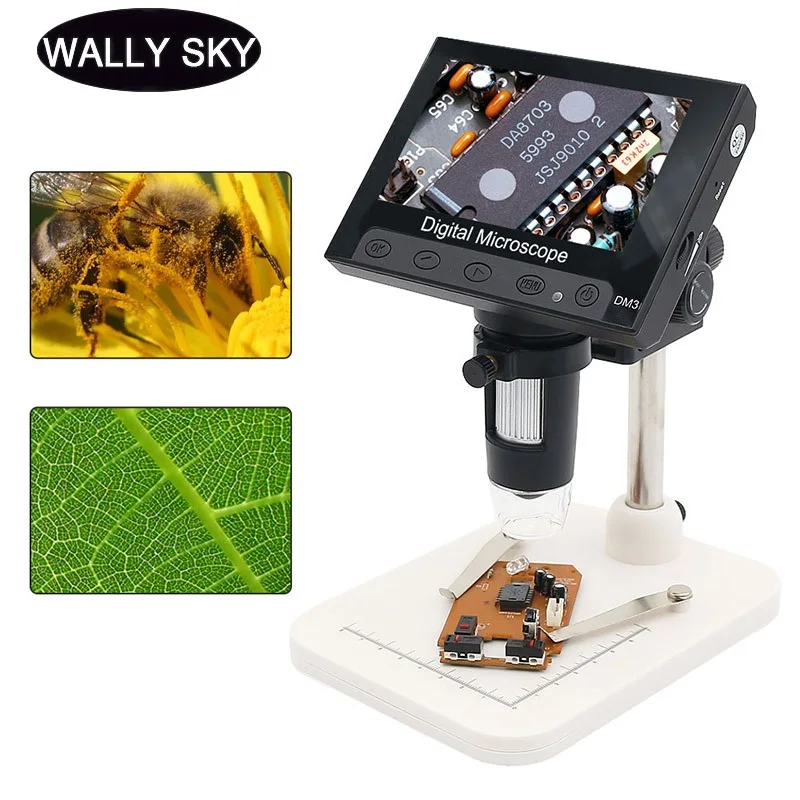 

1000X 2.0MP 5.0MP цифровой микроскоп 4,3 дюймов ЖК-экран 8 светодиодный USB цифровой электронный микроскоп для ремонта печатных плат видео микроскоп