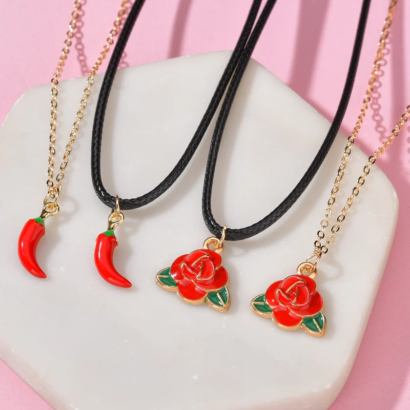 Ожерелье с перчиком подвеской в виде милого Красного растения индивидуальный