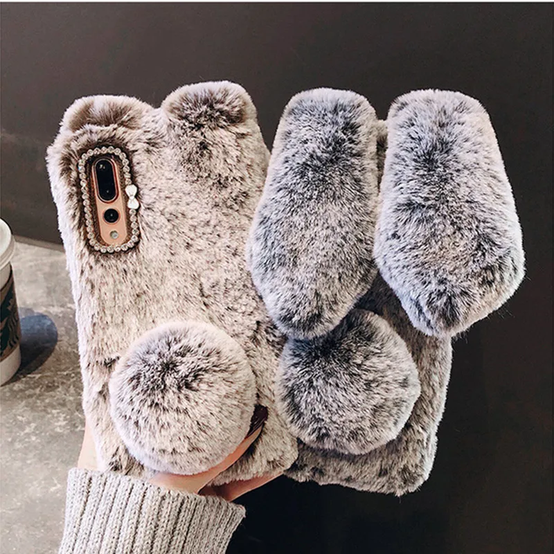 Роскошный милый пушистый чехол из кроличьего меха для Sony Xperia 10 II XA1 XA Ultra C6 F3212 XZ XZS E6