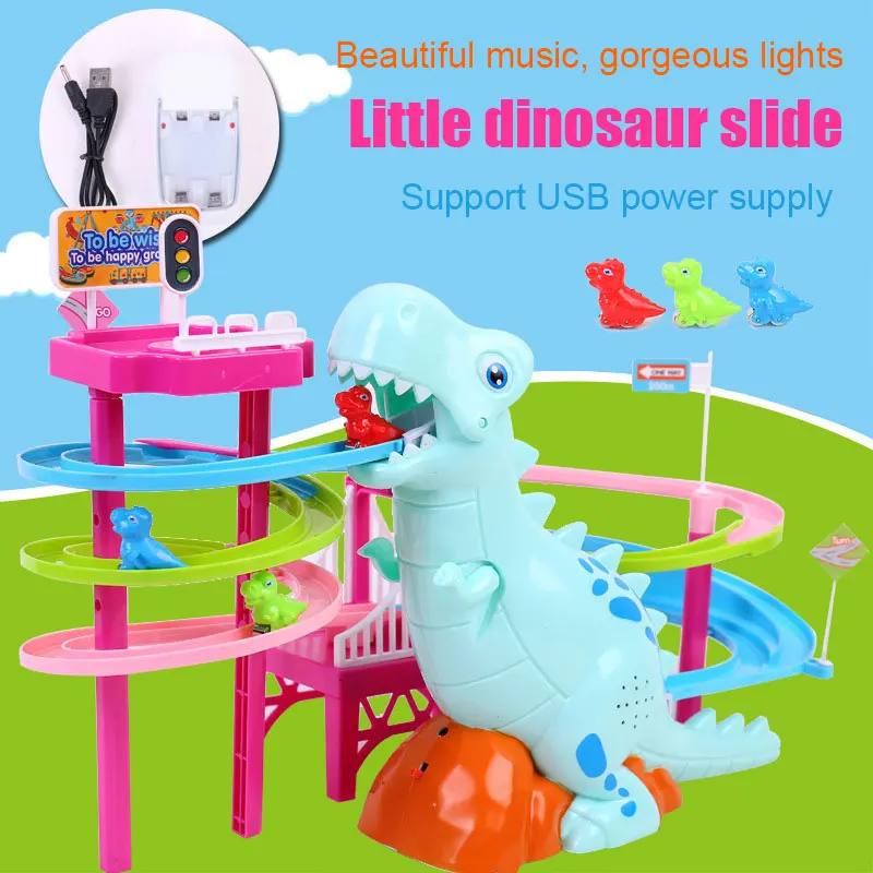 

Musical Dinosaur LED Race Toy Adventure Puzzle Toy Birthday Gift for Children Kids NSV775