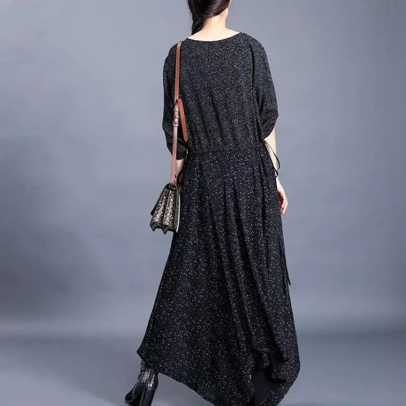 Женское асимметричное платье Johnature свободное свободного размера плюс с круглым