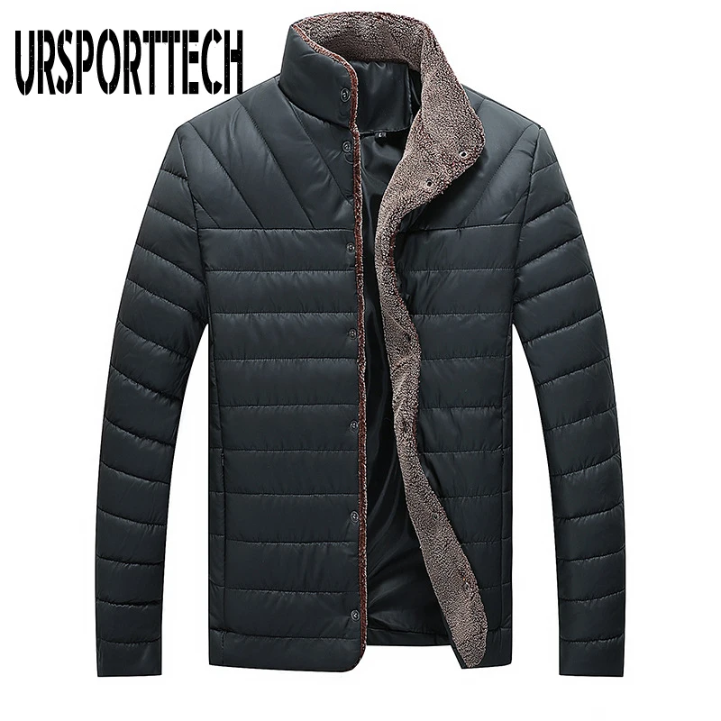URSPORTTECH Winter Jacket Men Warm Parkas 2020 Casual Stand Collar Men's Coat Single Breasted Thick Outerwear Men Clothing 5XL