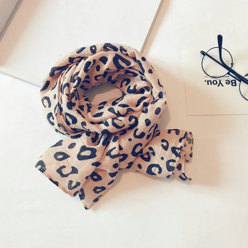 Детский хлопковый шарф с леопардовым принтом модный в Корейском стиле кольцом