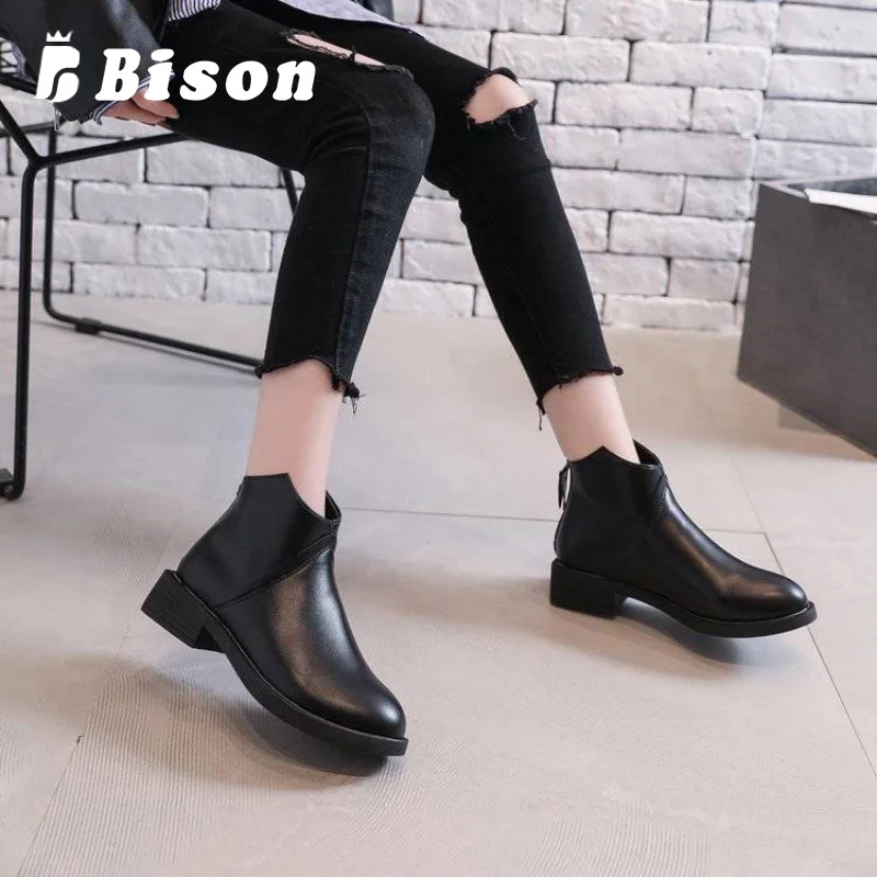 DIWEINI Autumn Winter Boots Women Ankle For Thick Heel Slip On Ladies Shoes Female Plush Thicker Zipper | Обувь