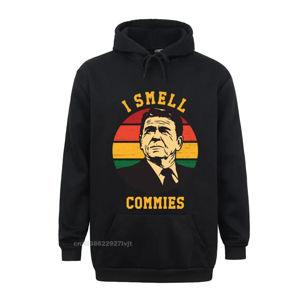 Funny Ronald Reagan I Smel Commies Politica Humor Long Sleeve Hoodie Funny Tops Hoodie For Male High Quality Cotton Hoodie Cool