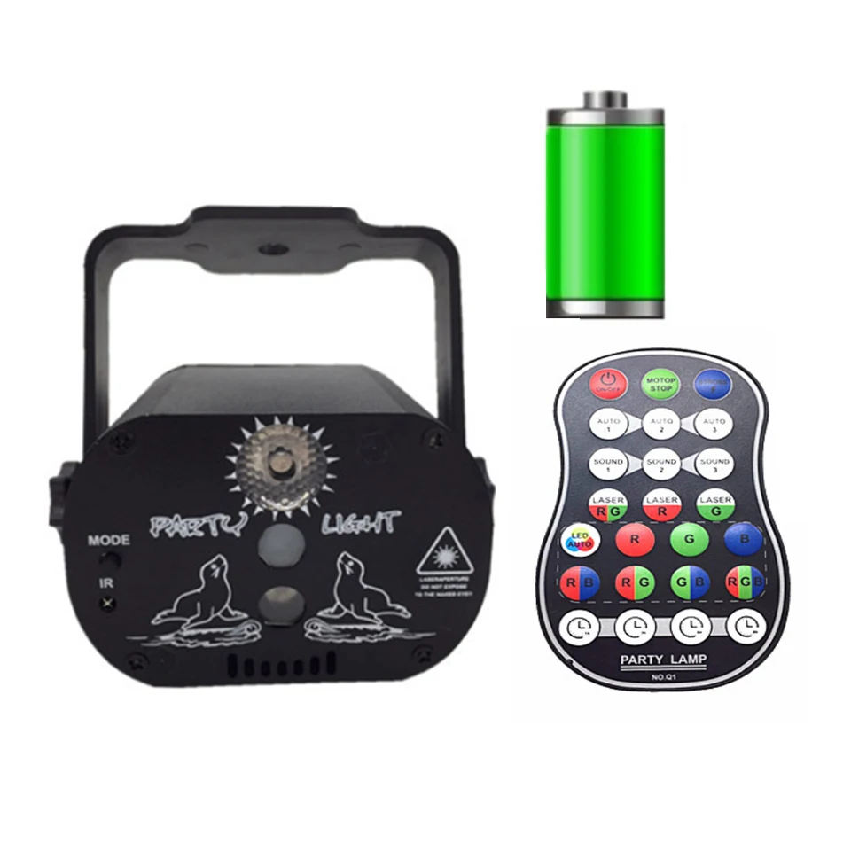 Миниатюрный лазерный прожектор RGB для диджея лампа с USB-зарядкой со