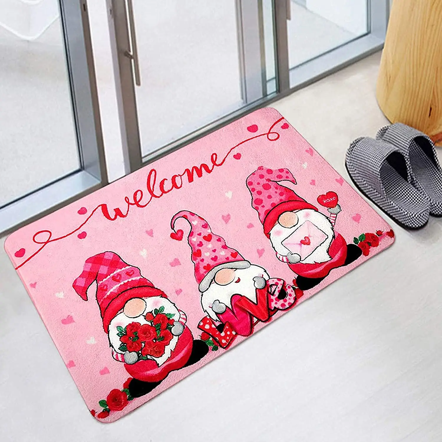 

Valentine's Day Cute Pattern Carpet Doormat Decorative Adorable Doormat for Living Room Floor Carpet Non-Slip Front Door Mat