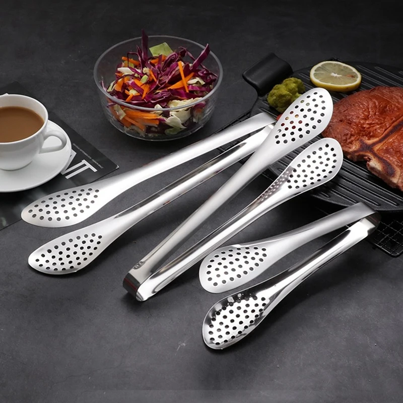 Толстая нержавеющая сталь Барбекю Стейк Тонг для хлеба торт вафельный салат из