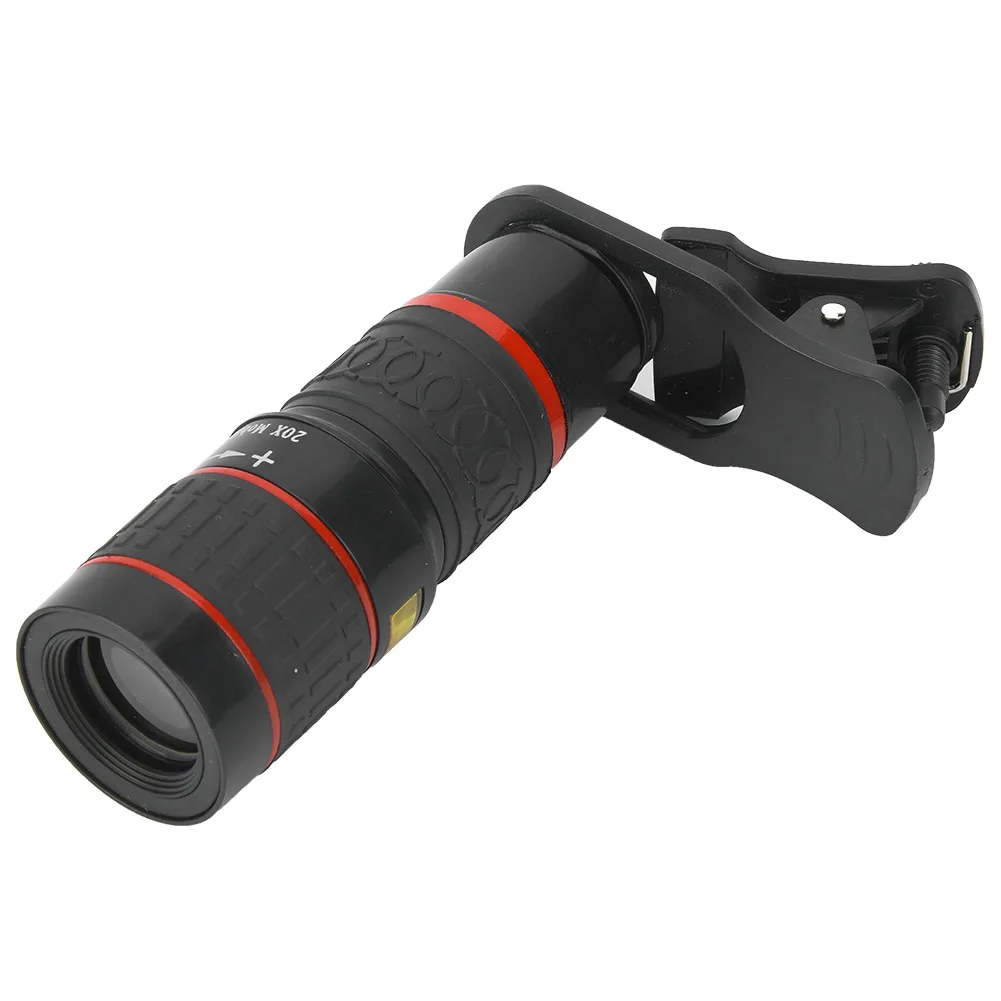

2021 New 20X Long Focus Zoom Telephoto Lens With Clip For Smart Phone Tablet PC Telephoto Phone Lens Black