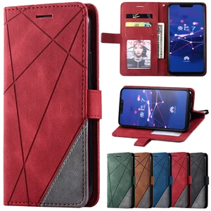leather case for huawei p20 p30 p40 pro lite e mate 20 30 40 pro lite p smart 2019 y6p 2020 2021 shockproof phone stand cover free global shipping
