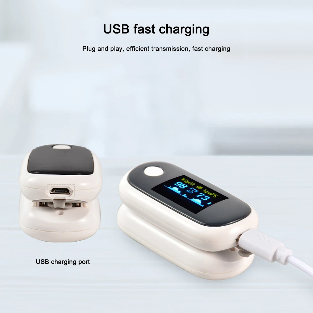 

Portable Finger Pulse Oximeter blood oxygen OLED Spo2 Oximetro de dedo Saturometro Monitor oximetro recargable