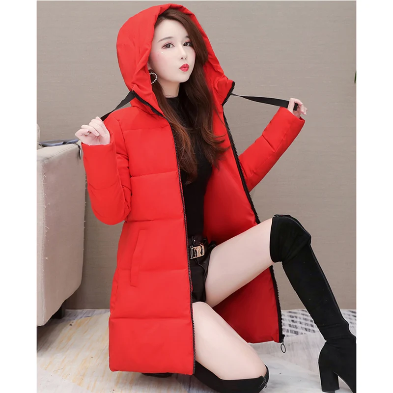 

Fashion Casual Winter cotton coat female Young mother Mid-length Hooded Thicken Keep warm Slim Parkas Jacket plus size 6XL R298